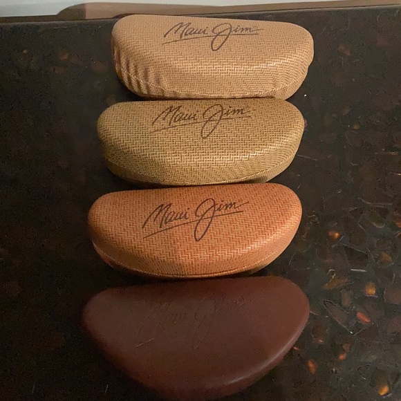maui jim and oakley Other - Four clamshell cases, tan/brown, NEW, assorted